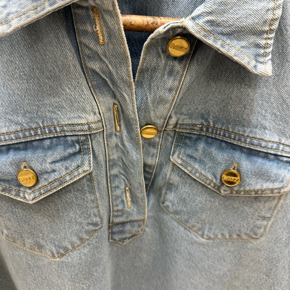NWT Ganni Light Blue Denim Shirt dress - Picture 2 of 6